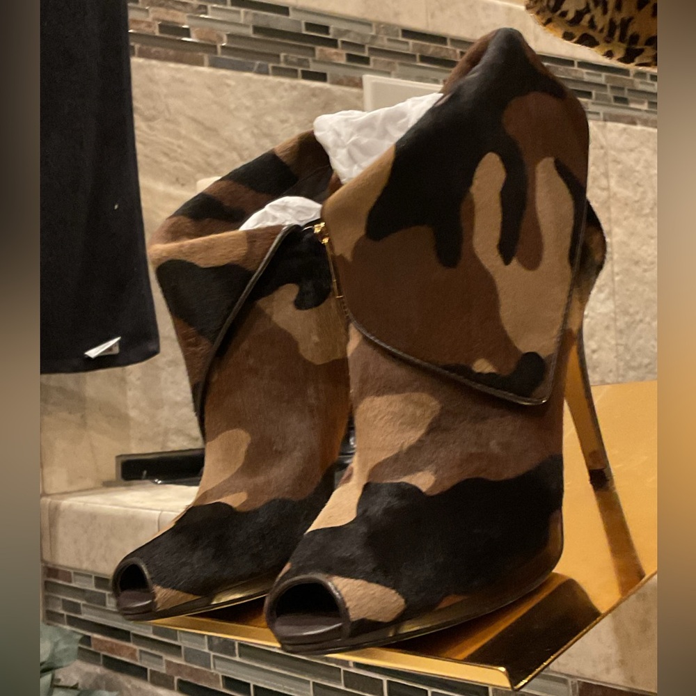 Michael Kors Army Print Open Toe Booties - image 1